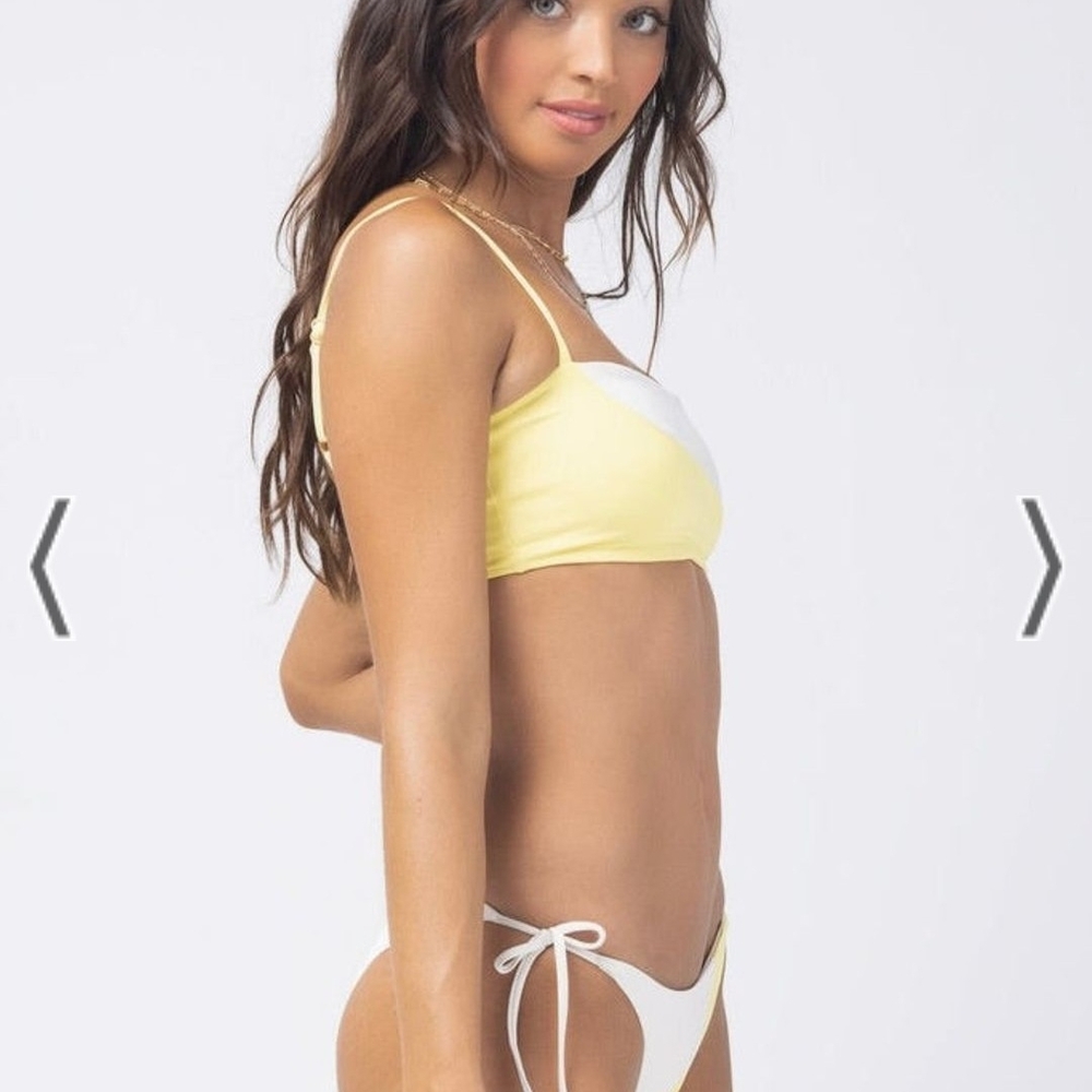 Yellow and White Bikini Set